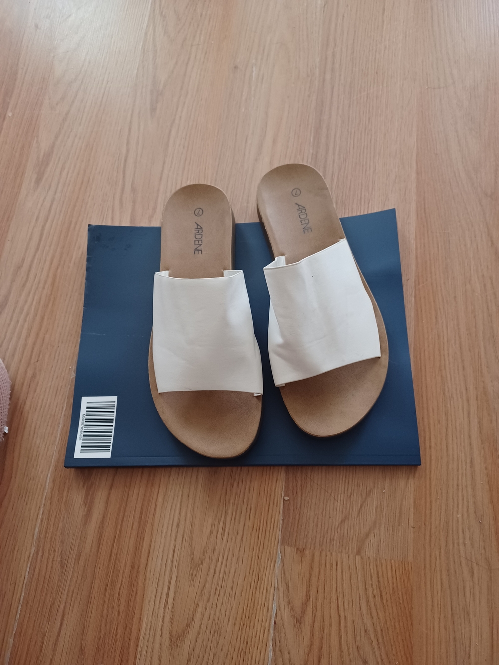 Ardene Cream Slide Sandals with Tan Footbed